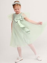 Monsoon Green Baby Winnie Satin Bow Tulle Bridesmaid Dress - Image 1 of 4
