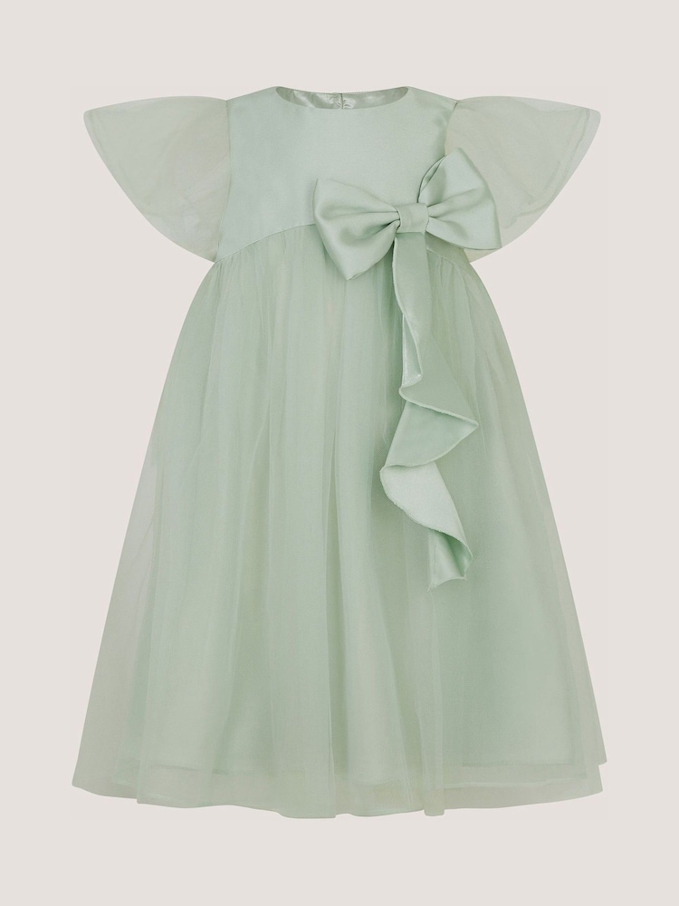 Monsoon Green Baby Winnie Satin Bow Tulle Bridesmaid Dress - Image 2 of 4