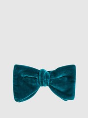 Reiss Teal Hike Velvet Bow Tie - Image 1 of 4