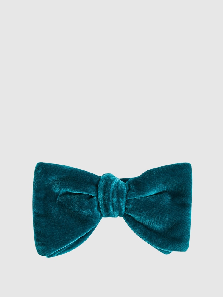 Reiss Teal Hike Velvet Bow Tie - Image 1 of 4