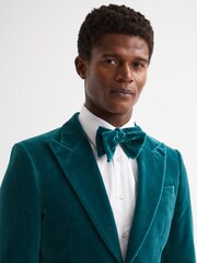 Reiss Teal Hike Velvet Bow Tie - Image 2 of 4