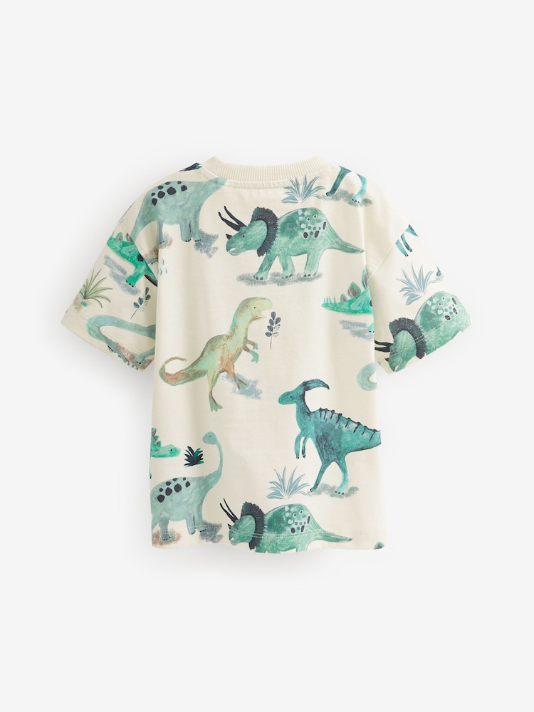 Green Dinosaur Oversized Short Sleeve Character T-Shirts 3 Pack (3mths-7yrs) - Image 2 of 2