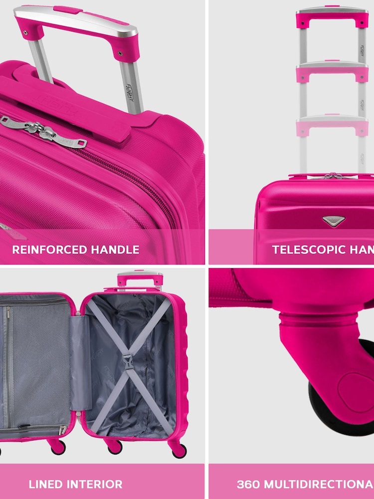 Flight Knight Pink Medium Hardcase Lightweight Check In Suitcase With 4 Wheels - Image 7 of 7