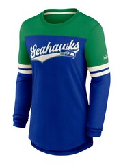 Nike Blue NFL Fanatics Womens Seattle Seahawks Nike Dri-Fit Cotton Long Sleeve T-Shirt Womens - Image 1 of 3