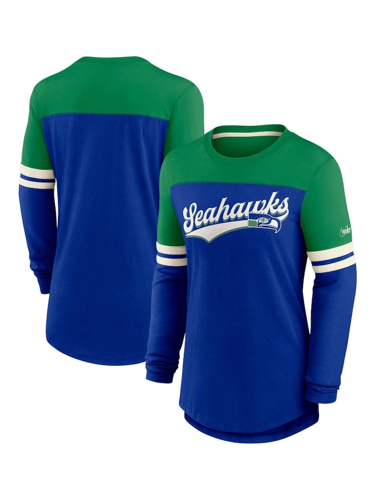 Nike Blue NFL Fanatics Womens Seattle Seahawks Nike Dri-Fit Cotton Long Sleeve T-Shirt Womens - Image 3 of 3