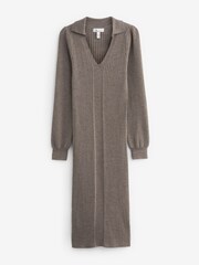 Neutral Brown Premium 100% Merino Wool Dress - Image 6 of 7