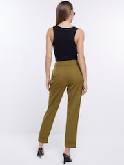 River Island Khaki Straight Leg Smart Trousers - Image 2 of 6