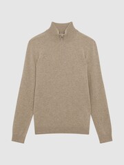 Reiss Grain Royal Cashmere Slim Fit Half Zip Jumper - Image 2 of 7