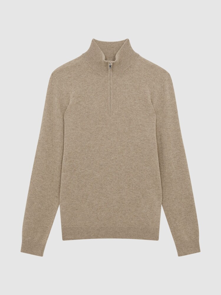 Reiss Grain Royal Cashmere Slim Fit Half Zip Jumper - Image 2 of 7 Reiss Grain Royal Cashmere Slim Fit Half Zip Jumper - Image 2 of 7