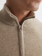 Reiss Grain Royal Cashmere Slim Fit Half Zip Jumper - Image 4 of 7