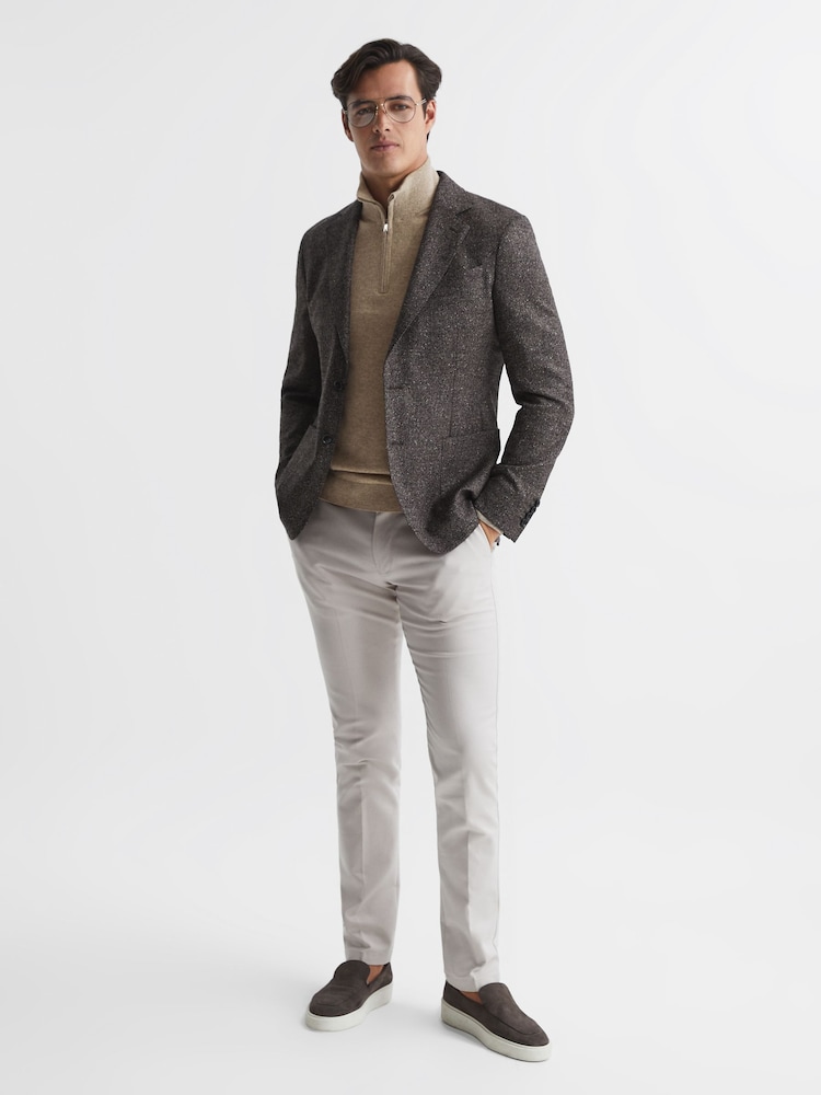 Reiss Grain Royal Cashmere Slim Fit Half Zip Jumper - Image 7 of 7