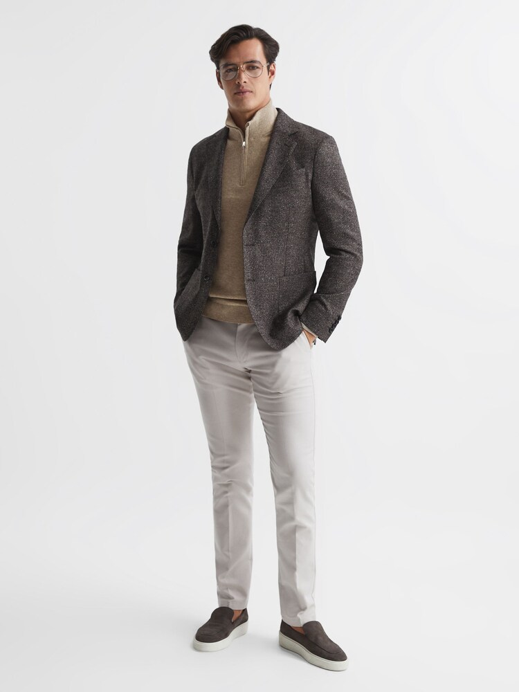 Reiss Grain Royal Cashmere Slim Fit Half Zip Jumper - Image 7 of 7 Reiss Grain Royal Cashmere Slim Fit Half Zip Jumper - Image 7 of 7