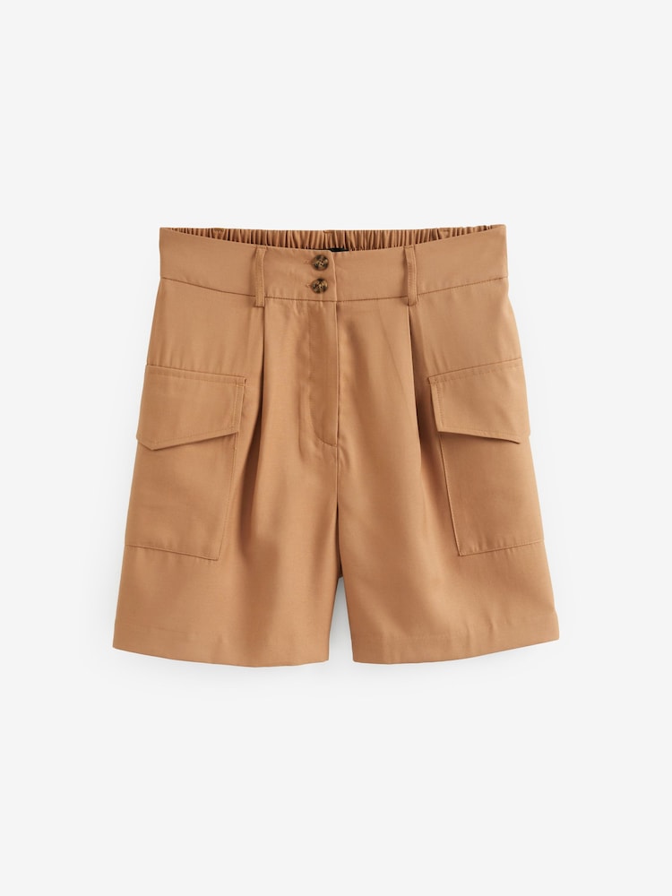 Sand Brown Tailored Utility Detail Shorts - Image 5 of 5 Sand Brown Tailored Utility Detail Shorts - Image 5 of 5