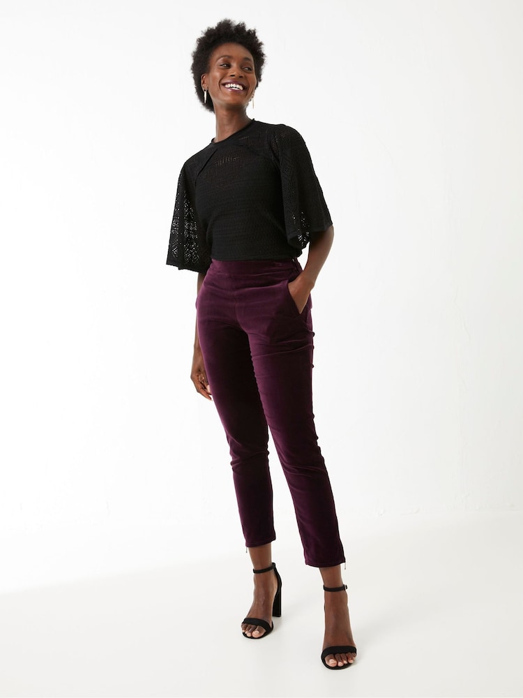 FatFace Purple Isobelle Velvet Trousers - Image 1 of 5