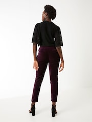 FatFace Purple Isobelle Velvet Trousers - Image 2 of 5
