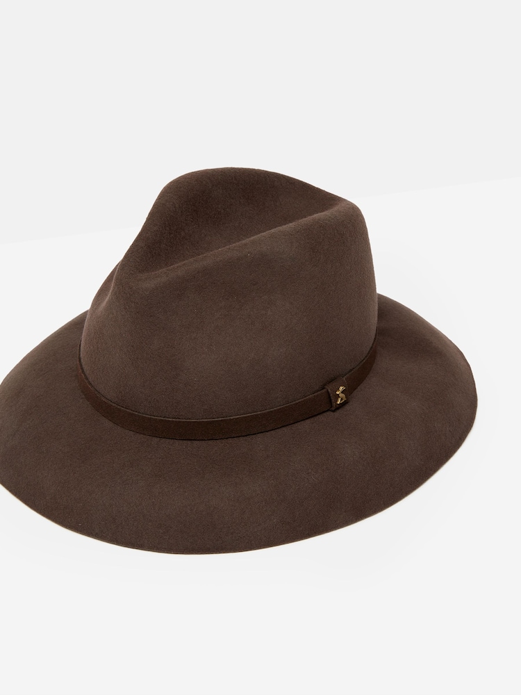 Joules Hazleton Brown Wide Brim Wool Fedora - Image 2 of 3 Joules Hazleton Brown Wide Brim Wool Fedora - Image 2 of 3