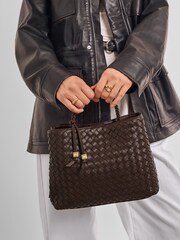 Katie Loxton Brown Nova Hand Woven Top Handle Bag - Image 2 of 6