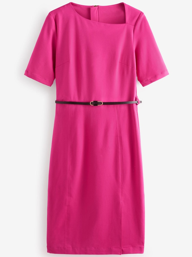 Pink - Ponté-Midikleid in Tailored Fit mit Gürtel - Bild 4 von 4