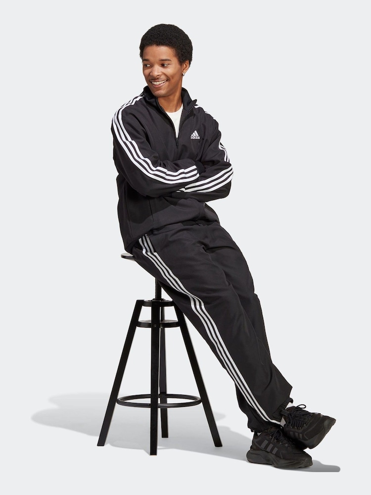 adidas Black 3 Stripes Woven Tracksuit - Image 2 of 9