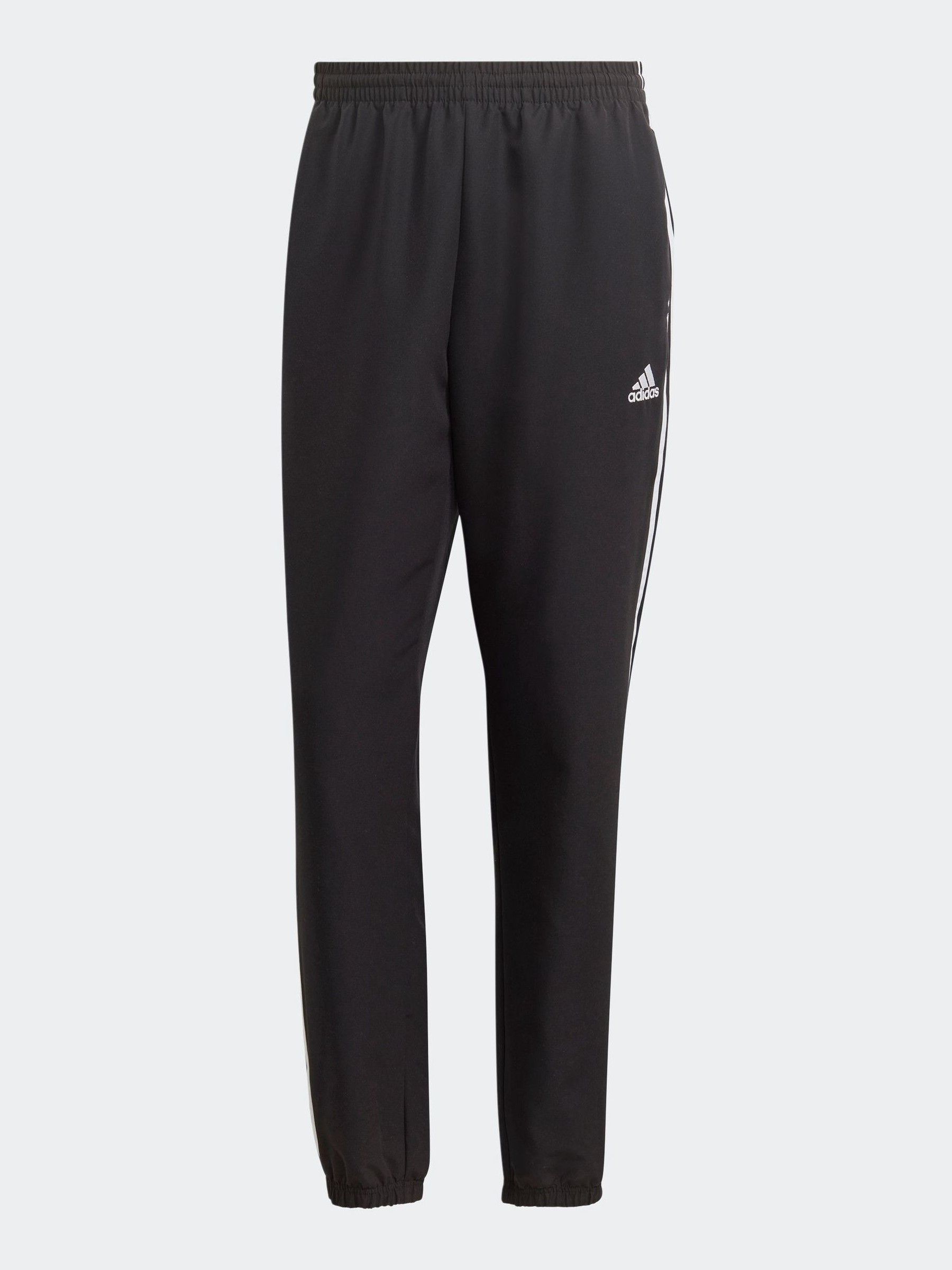 Black adidas tracksuit with white stripes outlet