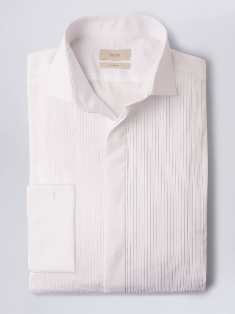 MOSS White Tailored Fit Pleated 100% Cotton Shirt Dress - Image 2 of 3