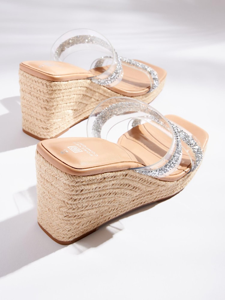 Clear Sparkle Forever Comfort® Wedge Mules - Image 2 of 2