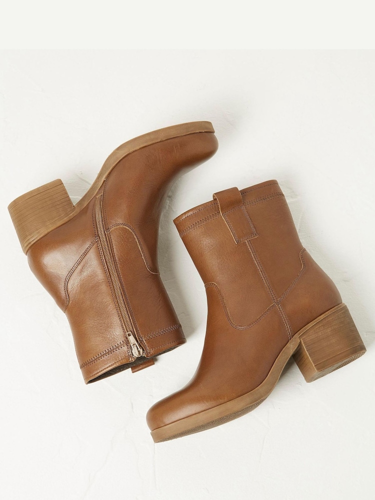 FatFace Hollie Block Heel Brown Boots - Image 4 of 4