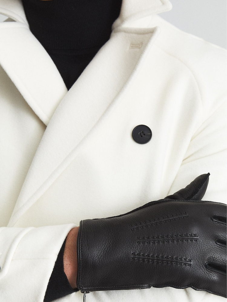 Reiss Black Iowa Leather Gloves - Image 4 of 4