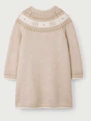 The White Company Neutral Pink Knitted Fairisle Christmas Jumper Dress - Image 4 of 4
