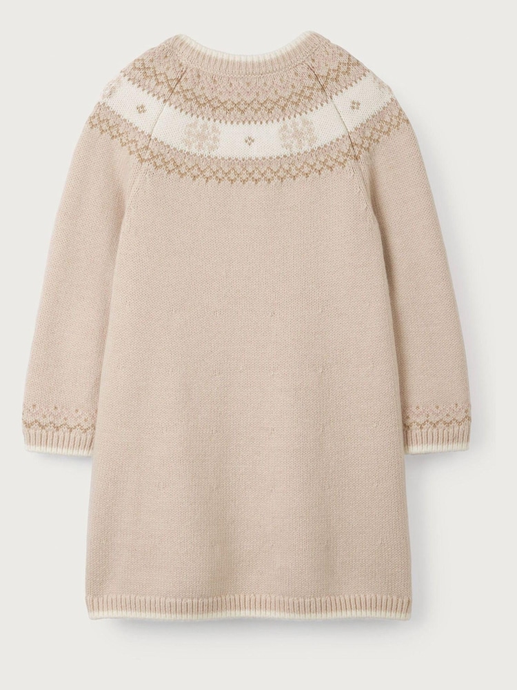 The White Company Neutral Pink Knitted Fairisle Christmas Jumper Dress - Image 4 of 4