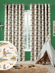 Cath Kidston Multi Kids Dino Made To Measure 100% Cotton Curtains - Image 1 of 9