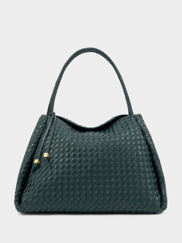 Katie Loxton Green Large Nova Hand Woven Shoulder Bag - Image 1 of 5 Katie Loxton Green Large Nova Hand Woven Shoulder Bag - Image 1 of 5