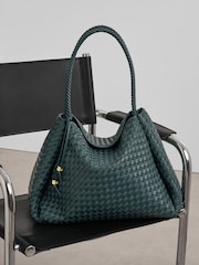 Katie Loxton Green Large Nova Hand Woven Shoulder Bag - Image 2 of 5