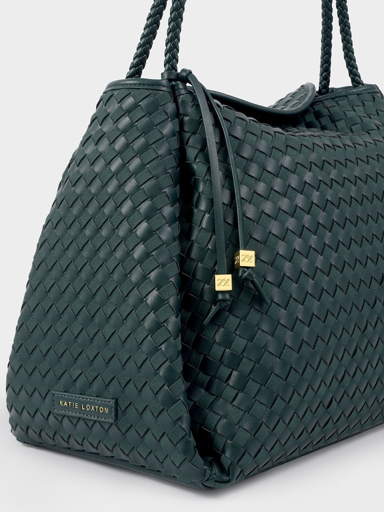 Katie Loxton Green Large Nova Hand Woven Shoulder Bag - Image 7 of 7 Katie Loxton Green Large Nova Hand Woven Shoulder Bag - Image 7 of 7