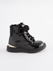 Baker by Ted Baker Girls Patent Lace Up Black Boots - Image 1 of 6