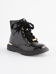 Baker by Ted Baker Girls Patent Lace Up Black Boots - Image 2 of 6