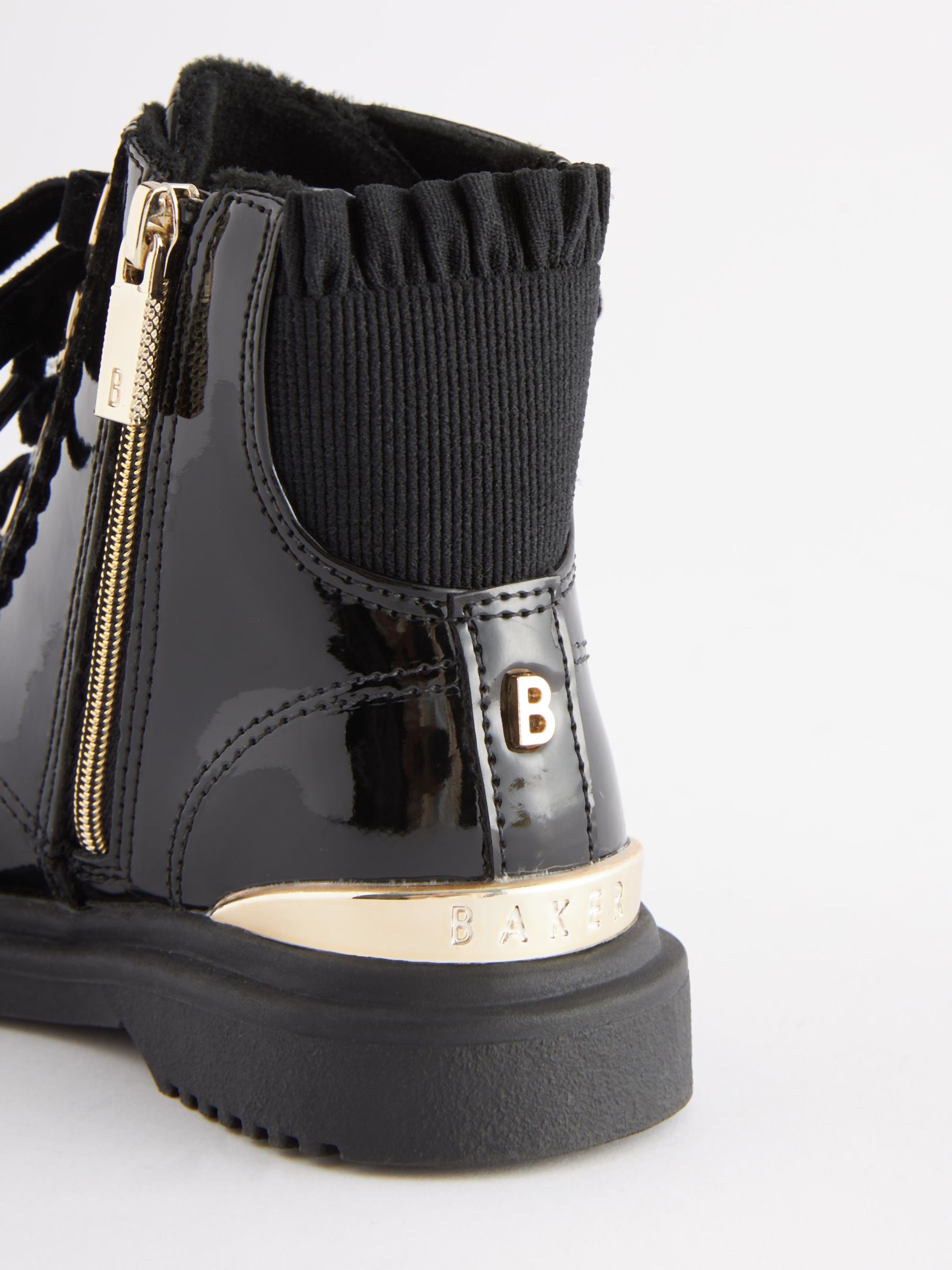 Buy Baker by Ted Baker Girls Patent Lace Up Black Boots from Next Luxembourg