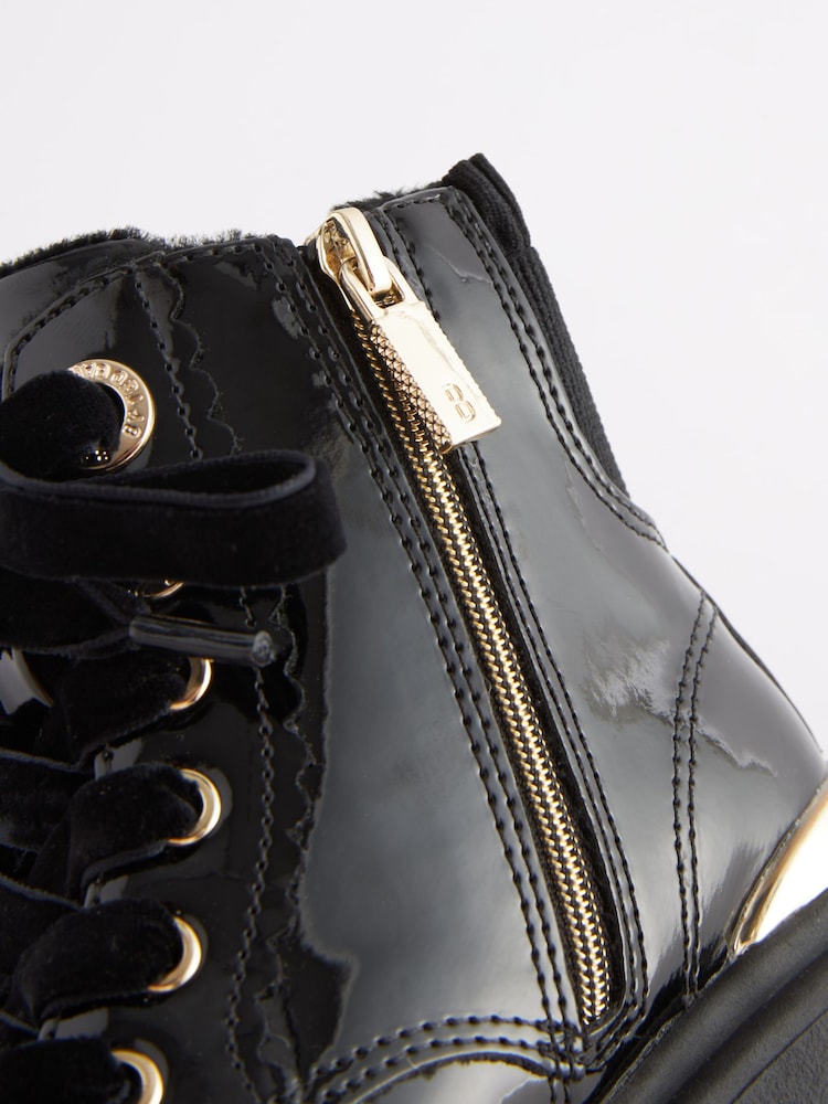 Baker by Ted Baker Girls Patent Lace Up Black Boots - Image 6 of 6