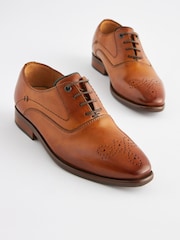 Tan Brown Leather Lace-Up Shoes - Image 1 of 6