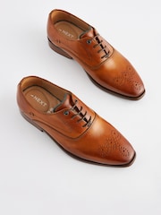 Tan Brown Leather Lace-Up Shoes - Image 3 of 6