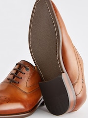 Tan Brown Leather Lace-Up Shoes - Image 6 of 6