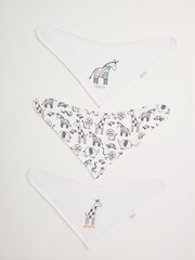 JoJo Maman Bébé White 3-Pack Safari Dribble Bibs - Image 1 of 3