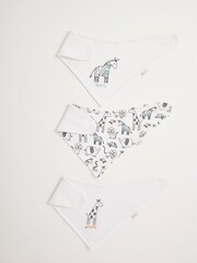 JoJo Maman Bébé White 3-Pack Safari Dribble Bibs - Image 2 of 3