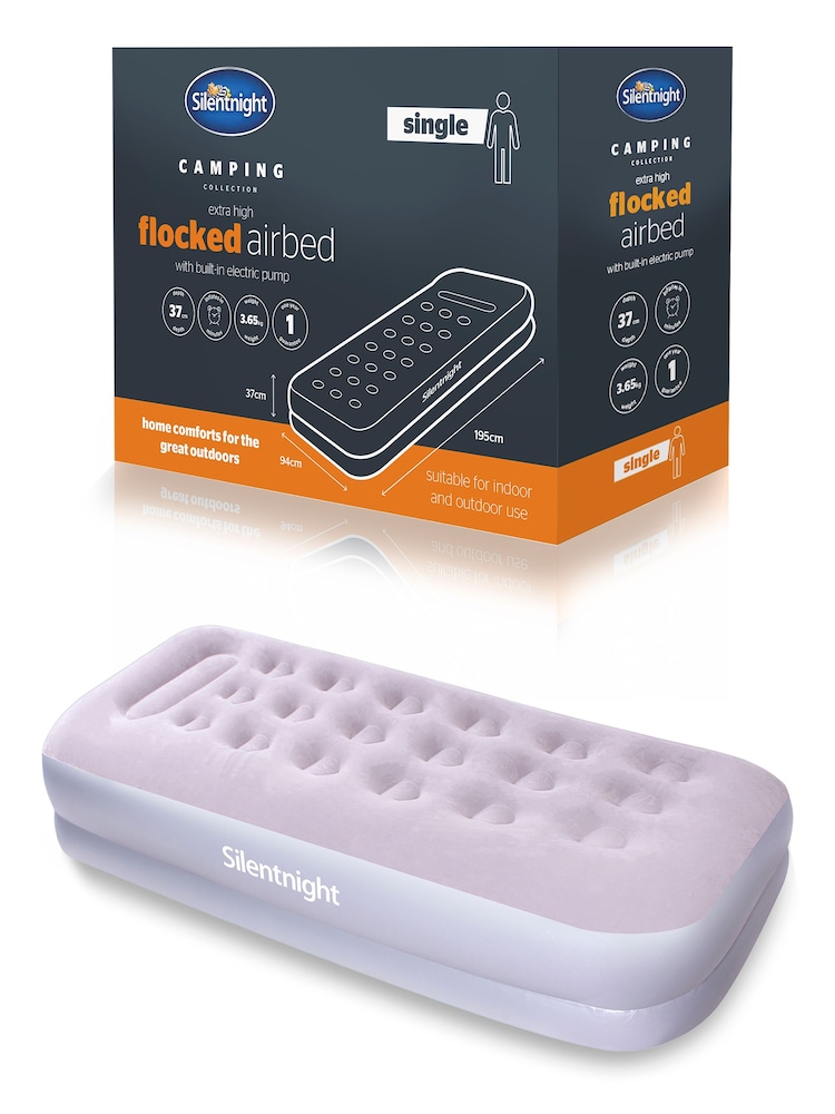 Silentnight Grey Camping Collection Flock Electric Pump Airbed - Image 1 of 10