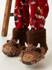 FatFace Hamish Cow Brown Slipper Boots - Image 4 of 4