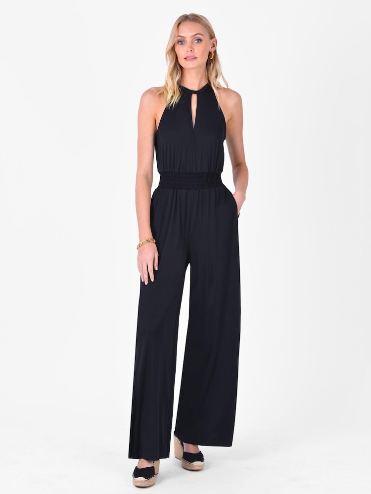 Ro&Zo Black Jersey Keyhole Front Jumpsuit - Image 1 of 4