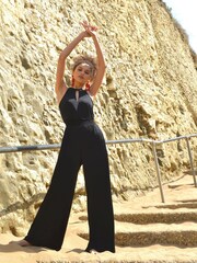 Ro&Zo Black Jersey Keyhole Front Jumpsuit - Image 4 of 4