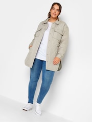 Yours Curve Grey Light Weight Short Quilted Jacket - Image 2 of 5