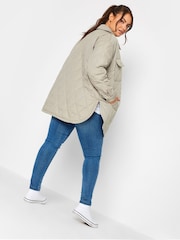 Yours Curve Grey Light Weight Short Quilted Jacket - Image 4 of 5