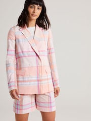 Tommy Hilfiger Orange Madras Check Double Breasted Blazer - Image 3 of 7